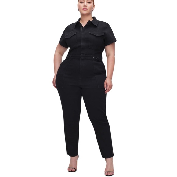 Good American Pants - Good American Black Fit For Success Denim Jumpsuit NWT Size XL